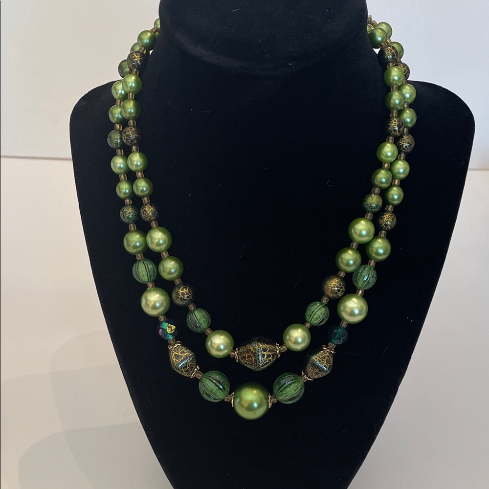 Vintage Mid-Century Chic Two Stranded Beaded Necklace